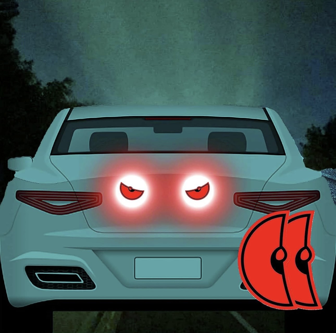Night Glow Monster Eyes Car Reflective Stickers – Pack of 1