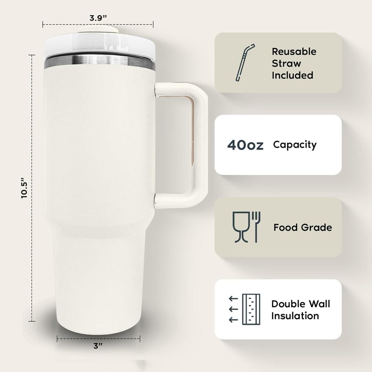 Stainless Steel Vacuum Insulated Water Tumbler, Leak-Proof & Temperature Lock