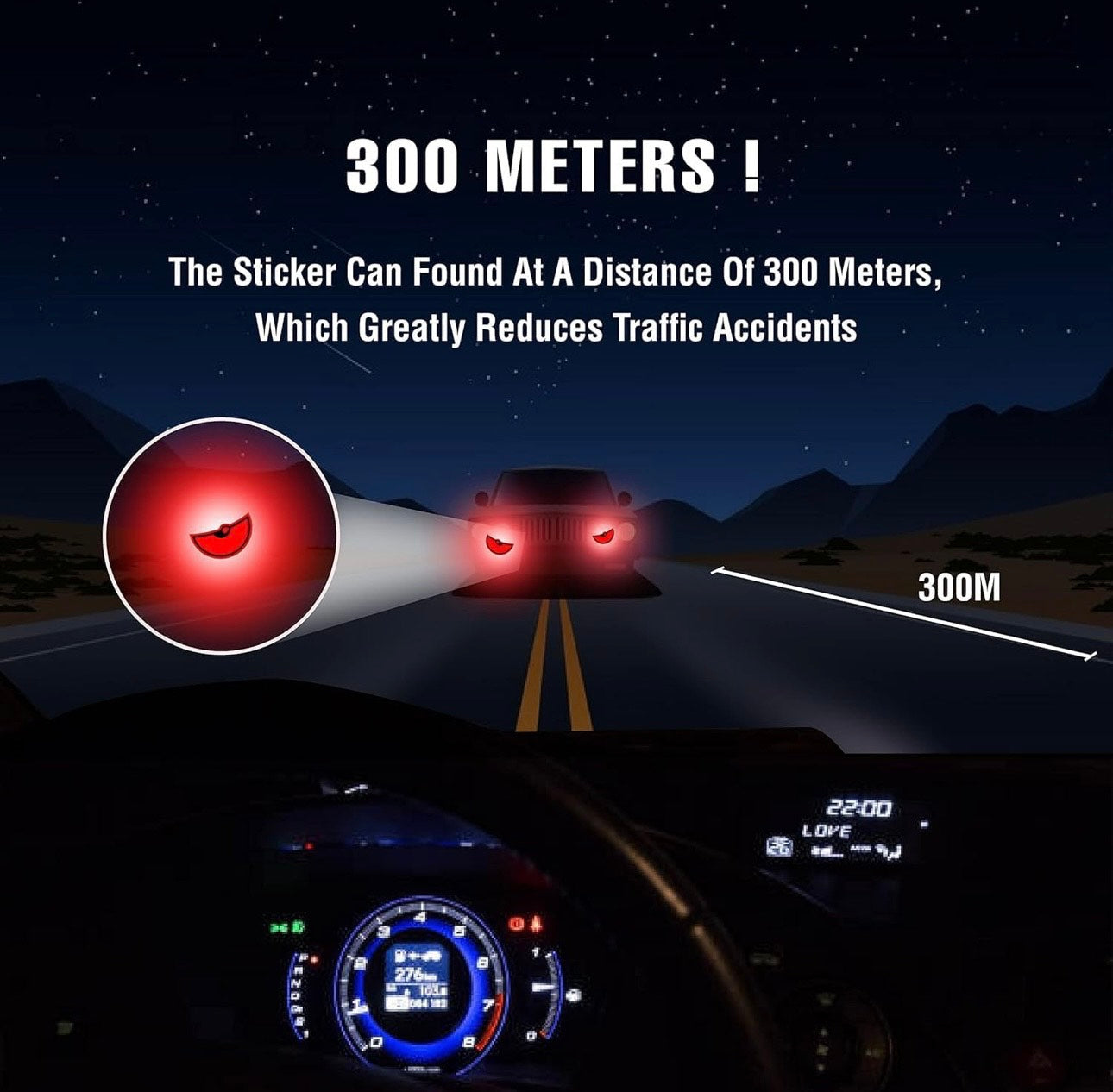 Night Glow Monster Eyes Car Reflective Stickers – Pack of 1